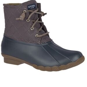 GUC Sperry Women's Saltwater Quilted Duck Boots - Charcoal Gray SZ6
